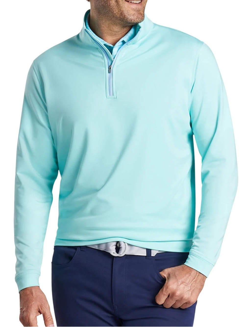 Peter Millar Men's Perth Performance Quarter-Zip Cabana Blue Sz XL